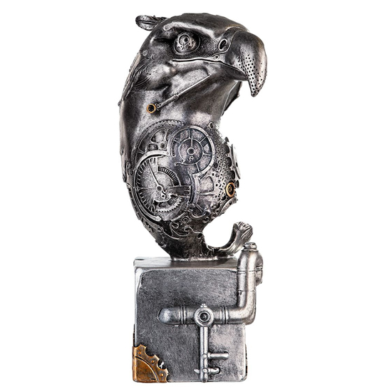Ocala Polyresin Steampunk Eagle Sculpture In Silver