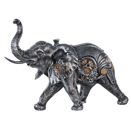 Ocala Polyresin Steampunk Elephant Sculpture In Silver