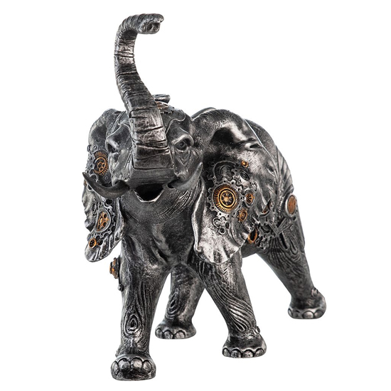 Ocala Polyresin Steampunk Elephant Sculpture In Silver