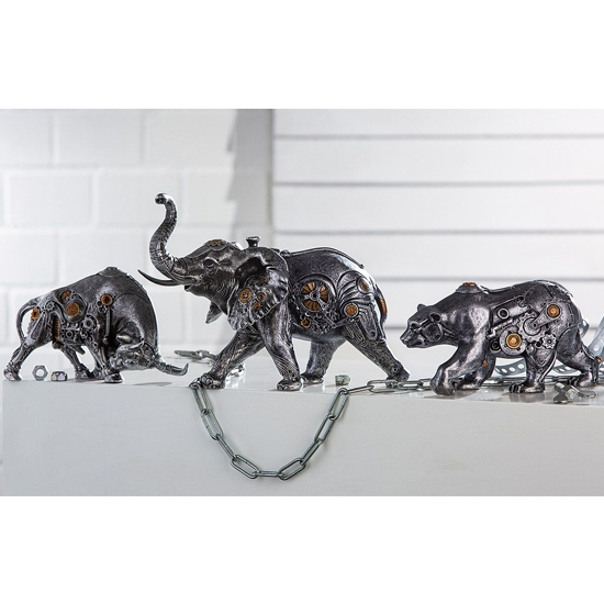 Ocala Polyresin Steampunk Elephant Sculpture In Silver