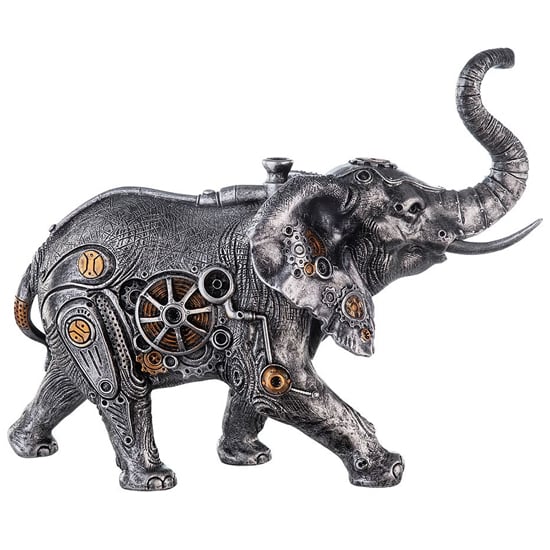 Product photograph of Ocala Polyresin Steampunk Elephant Sculpture In Silver from Furniture in Fashion