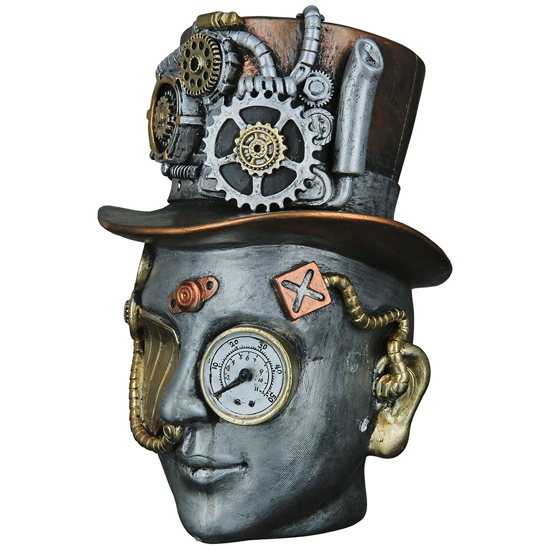 Ocala Polyresin Steampunk Female Sculpture In Silver
