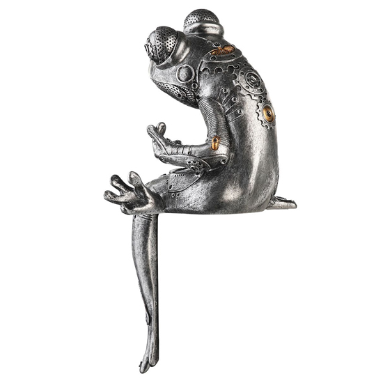 Ocala Polyresin Steampunk Frog Sculpture In Silver