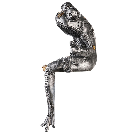 Ocala Polyresin Steampunk Frog Sculpture In Silver
