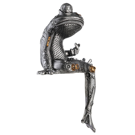 Ocala Polyresin Steampunk Frog Sculpture In Silver