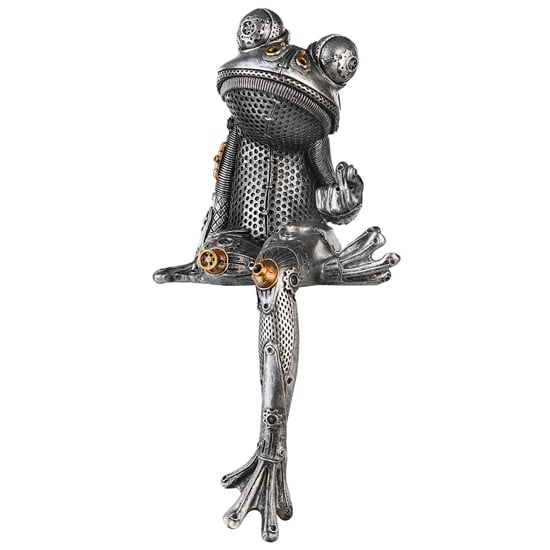 Ocala Polyresin Steampunk Frog Sculpture In Silver