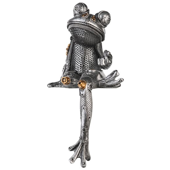Read more about Ocala polyresin steampunk frog sculpture in silver