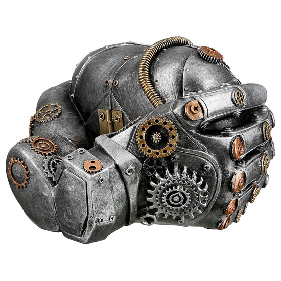 Ocala Polyresin Steampunk Heart In Hands Sculpture In Silver