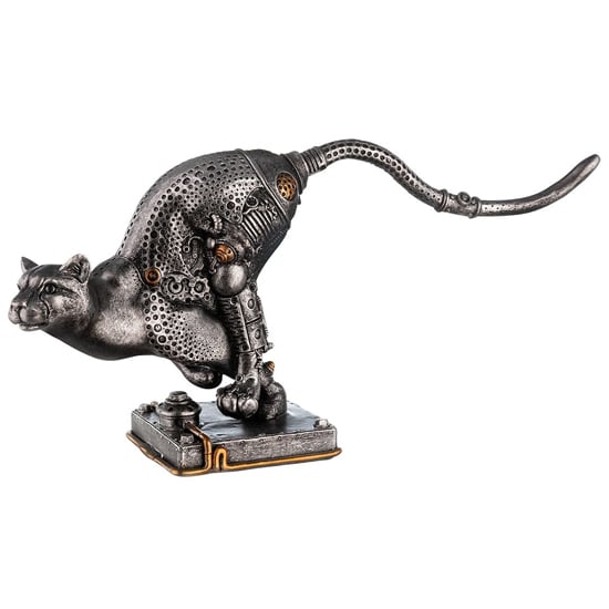 Product photograph of Ocala Polyresin Steampunk Leopard Sculpture In Silver from Furniture in Fashion