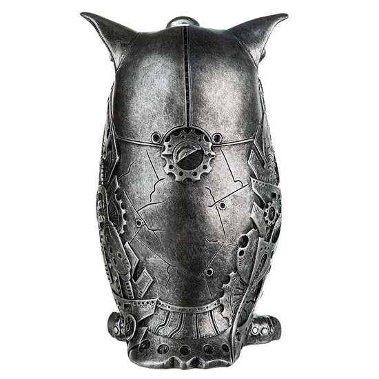 Ocala Polyresin Steampunk Owl Stand Sculpture In Silver
