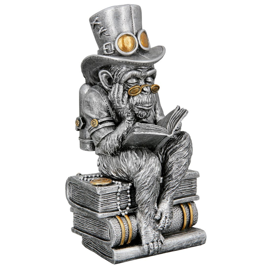 Ocala Polyresin Steampunk Ridding Sculpture In Silver