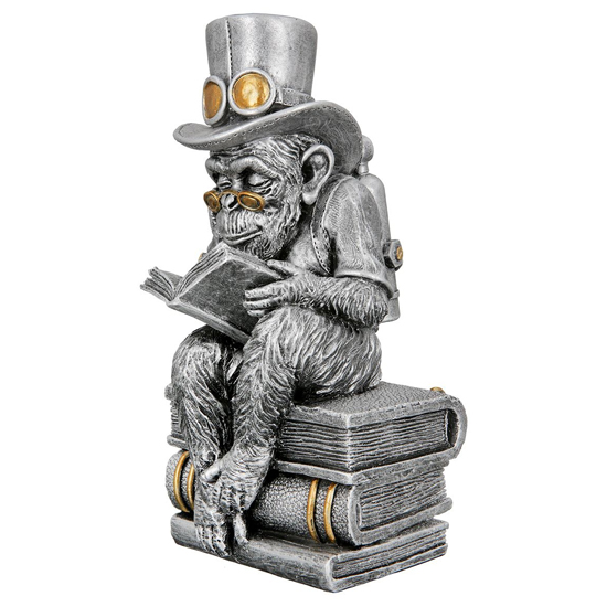 Ocala Polyresin Steampunk Ridding Sculpture In Silver