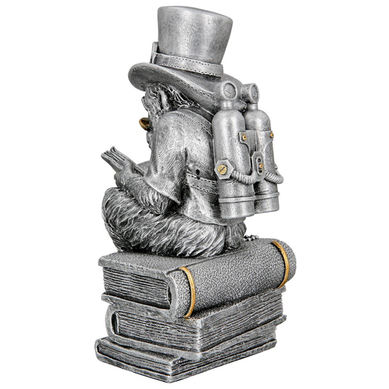 Ocala Polyresin Steampunk Ridding Sculpture In Silver