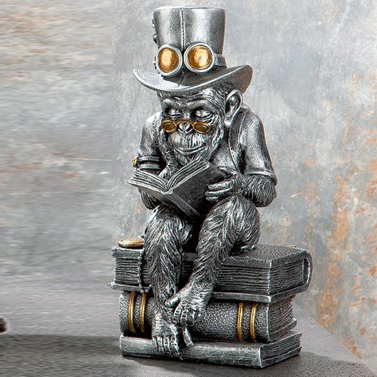 Read more about Ocala polyresin steampunk ridding sculpture in silver