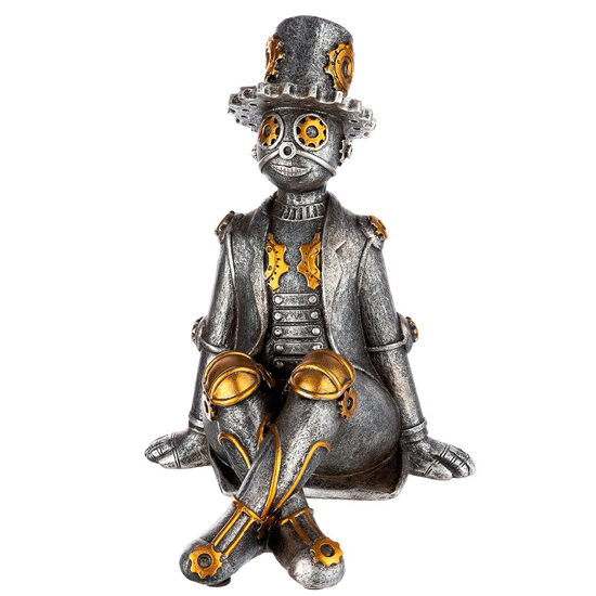 Ocala Polyresin Steampunk Tin man Sculpture In Silver