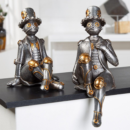 Product photograph of Ocala Polyresin Steampunk Tin Man Sculpture In Silver from Furniture in Fashion