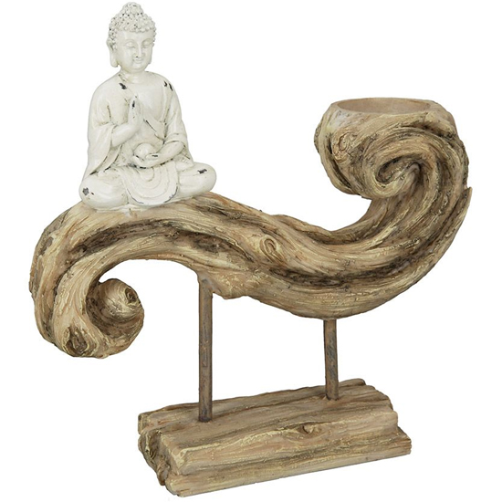 Read more about Ocala polyresin tealighth buddha sculpture in white
