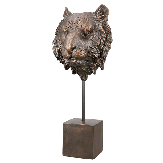 Ocala Polyresin Tiger Sculpture In Antique Bronze