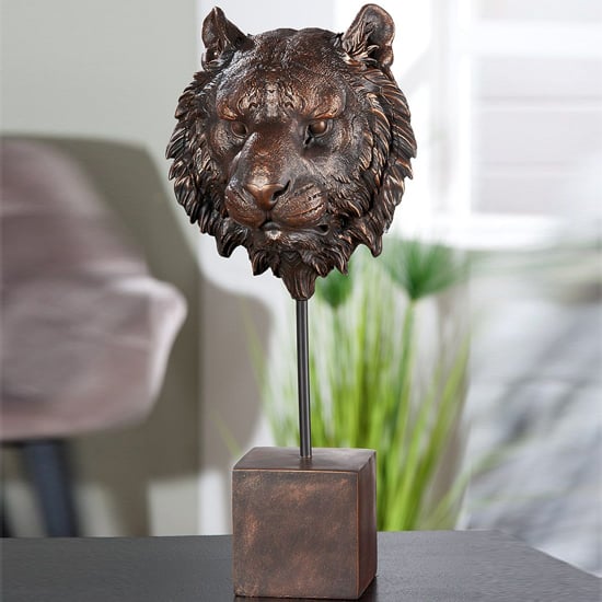 Product photograph of Ocala Polyresin Tiger Sculpture In Antique Bronze from Furniture in Fashion
