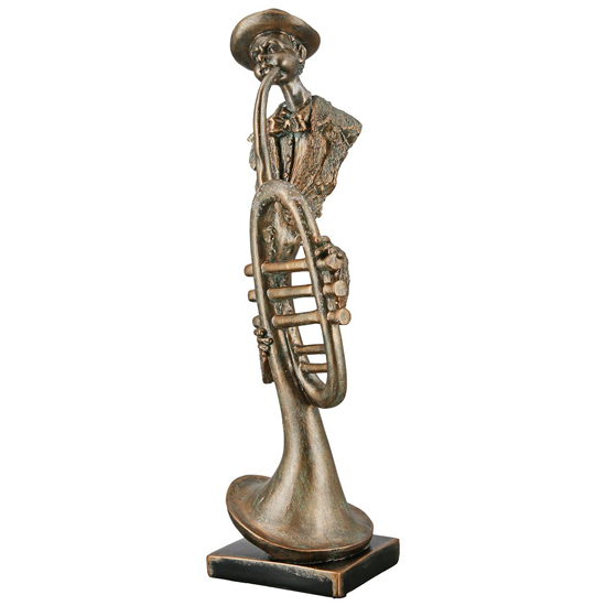 Product photograph of Ocala Polyresin Trumpet Player Sculpture In Gold from Furniture in Fashion