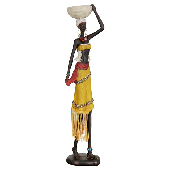 Product photograph of Ocala Polyresin Woman Auma 1 Sculpture In Brown And Yellow from Furniture in Fashion