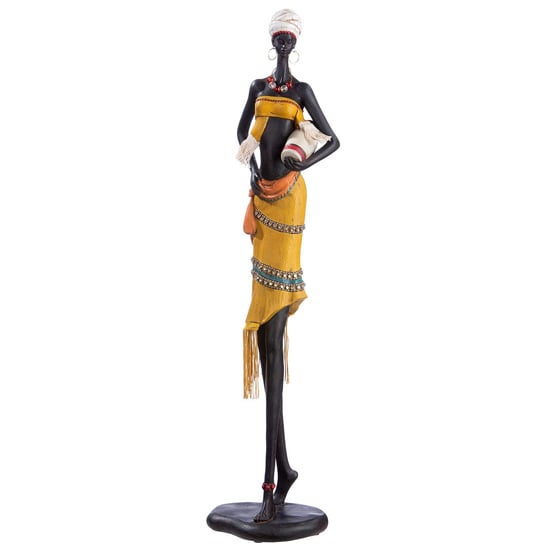 Product photograph of Ocala Polyresin Woman Auma 2 Sculpture In Brown And Yellow from Furniture in Fashion