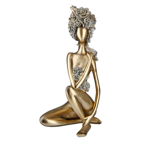 Ocala Polyresin Yoga Figure Rose Sculpture Two In Gold