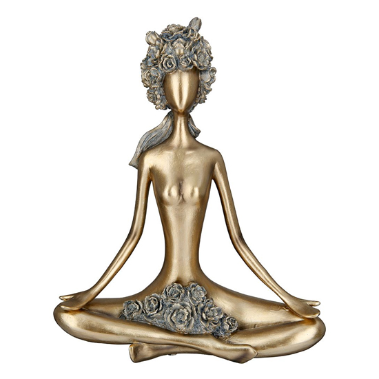 Ocala Polyresin Yoga Figure Rose Sculpture Two In Gold