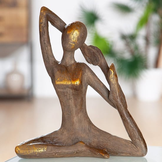 Ocala Polyresin Yoga Woman I Sculpture In Brown