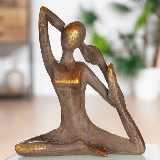 Product photograph of Ocala Polyresin Yoga Woman I Sculpture In Brown from Furniture in Fashion