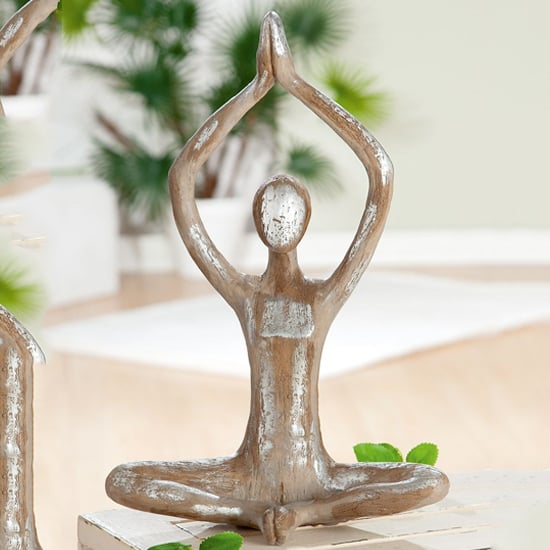 Product photograph of Ocala Polyresin Yoga Woman Iii Sculpture In Antique Brown from Furniture in Fashion