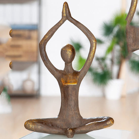 Product photograph of Ocala Polyresin Yoga Woman Iii Sculpture In Brown from Furniture in Fashion