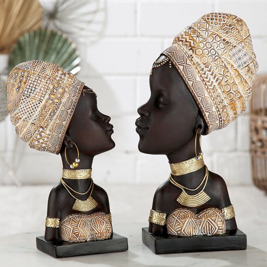 Product photograph of Ocala Polyresin Zola With Headscarf Sculpture In Multicolour from Furniture in Fashion