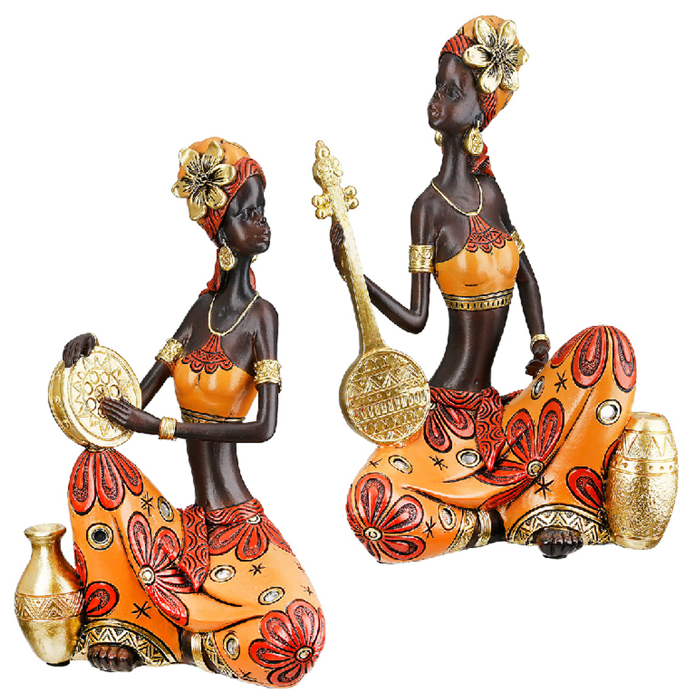 Ocala Synthetic Resin African Beat 2 Woman in Brown and Red
