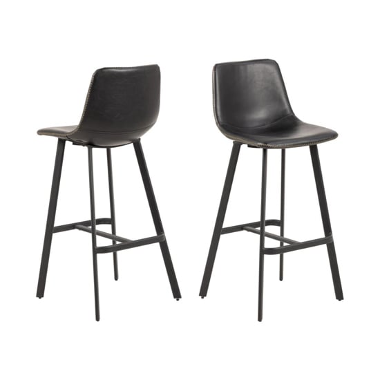 Read more about Ocala vintage black faux leather bar chairs in pair