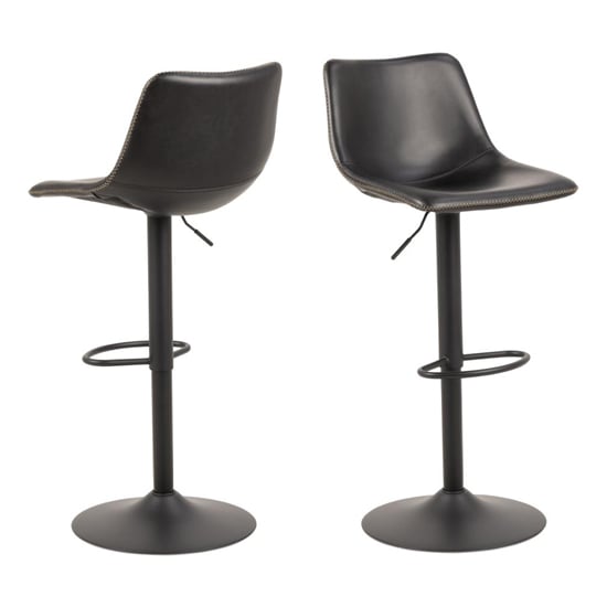 Read more about Ocala vintage black faux leather bar stools in pair