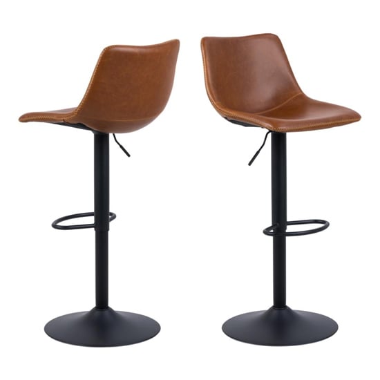 Product photograph of Ocala Vintage Brandy Faux Leather Bar Stools In Pair from Furniture in Fashion