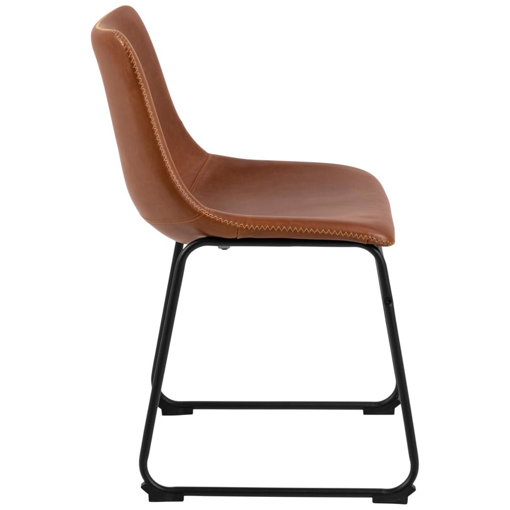 Ocala Vintage Brandy PU Leather Dining Chairs In Pair