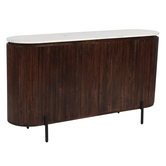 Ocala White Marble And Wood Sideboard Large In Dark Mahogany