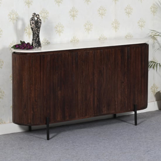 Read more about Ocala white marble and wood sideboard large in dark mahogany
