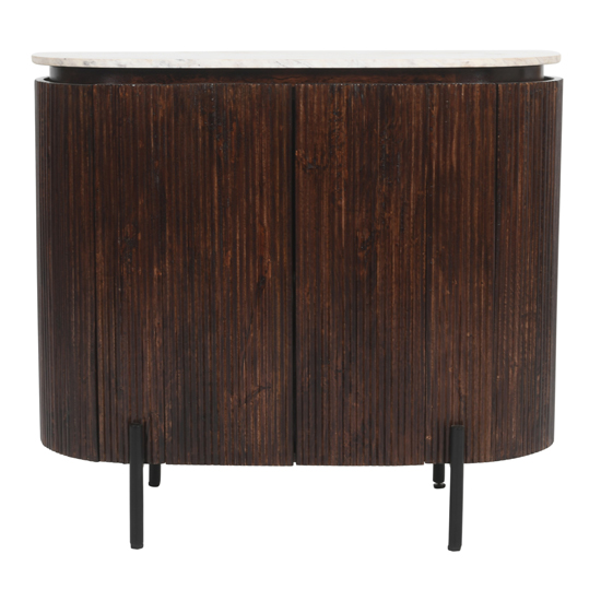 Ocala White Marble And Wood Sideboard Small In Dark Mahogany