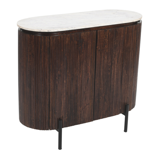 Ocala White Marble And Wood Sideboard Small In Dark Mahogany