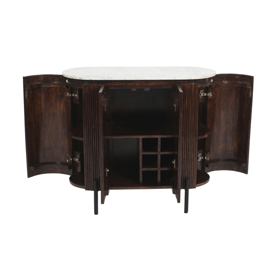 Ocala White Marble And Wood Sideboard Small In Dark Mahogany