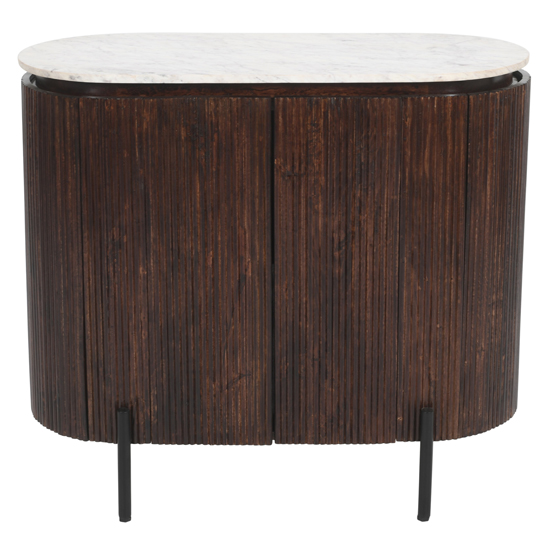 Ocala White Marble And Wood Sideboard Small In Dark Mahogany