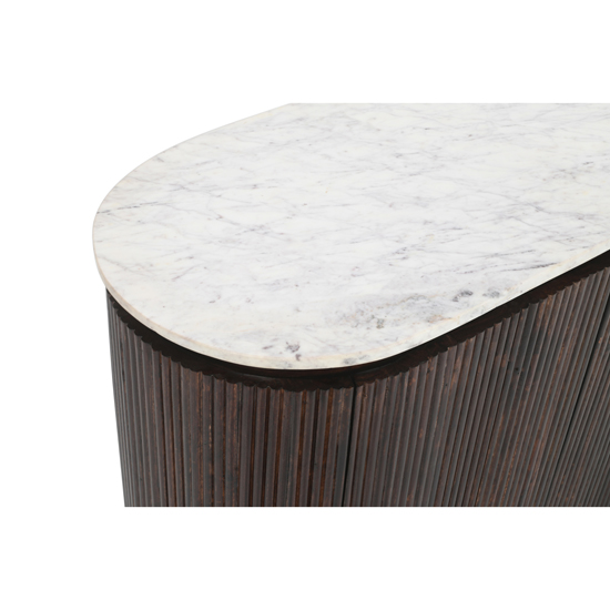 Ocala White Marble And Wood Sideboard Small In Dark Mahogany