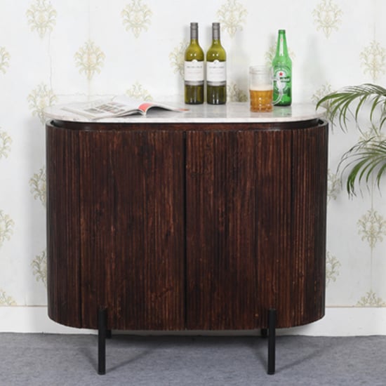 Read more about Ocala white marble and wood sideboard small in dark mahogany