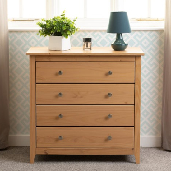 Product photograph of Ocala Wooden Chest Of 4 Drawers In Antique Pine from Furniture in Fashion