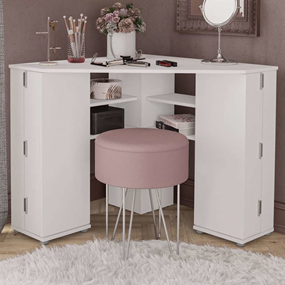 Ocala Wooden Corner Dressing Table In White