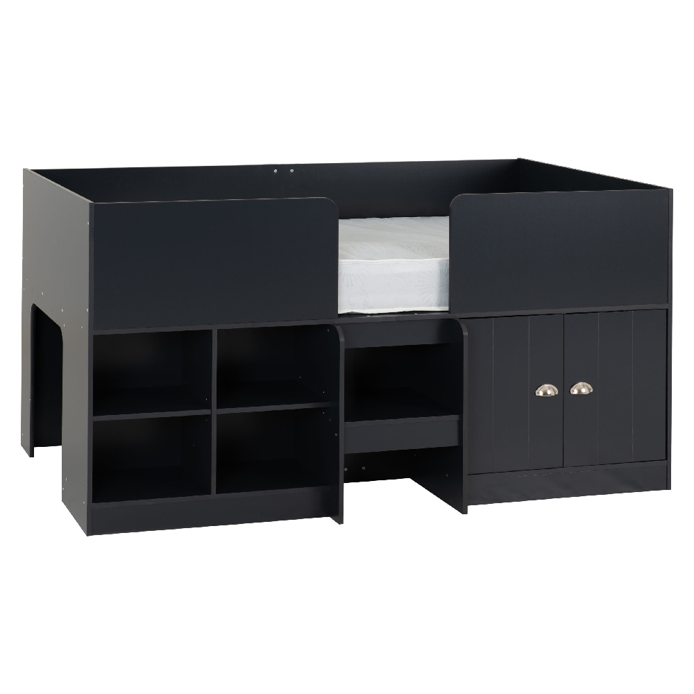 Ocala Wooden Low Sleeper Bed With Storage In Dark Grey