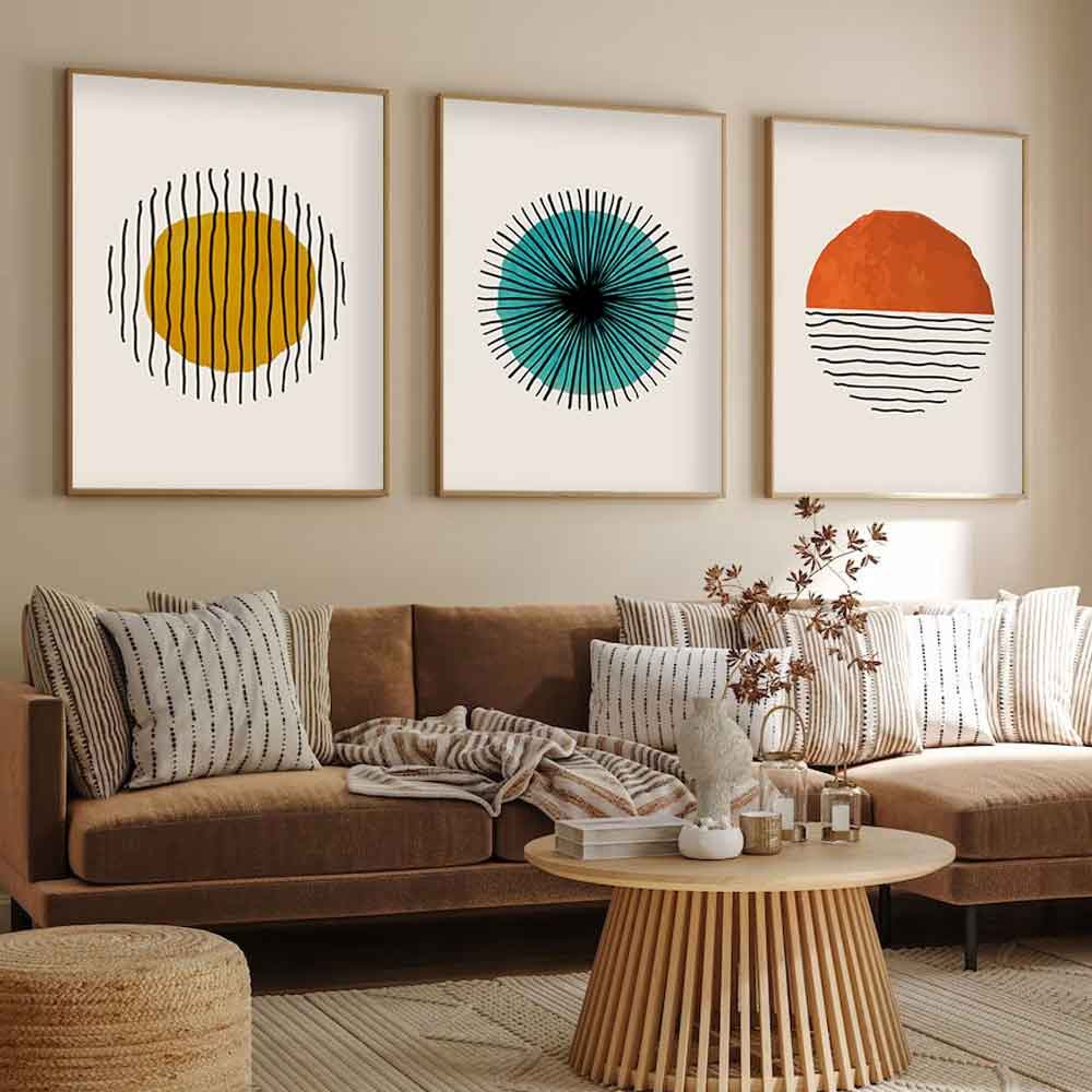 Oceanica Wooden 20x30cm Geometric Wall Art Frame Set of 3 in Multicolour